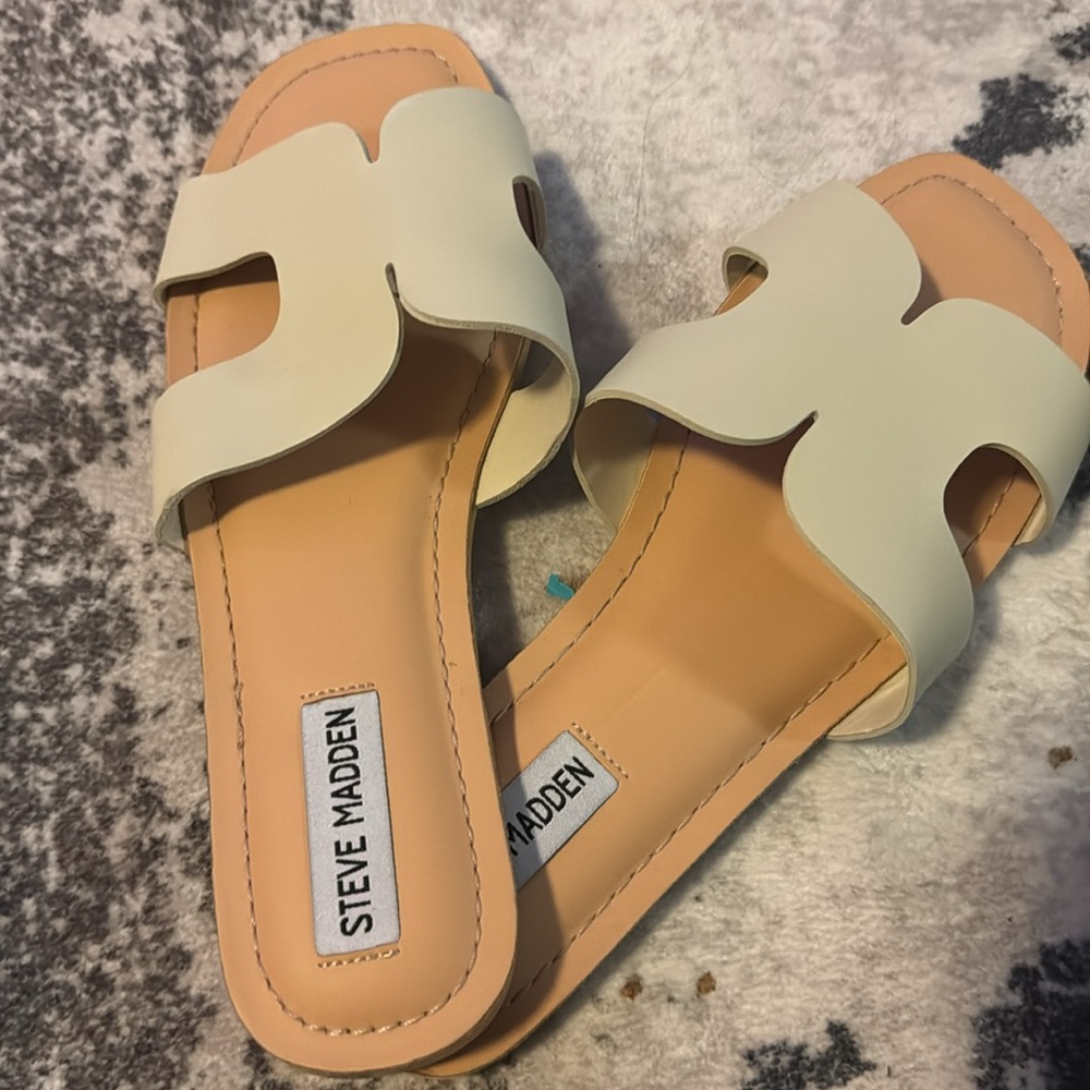 Steve Madden slippers zarnia size 8.5 NEW bone leather